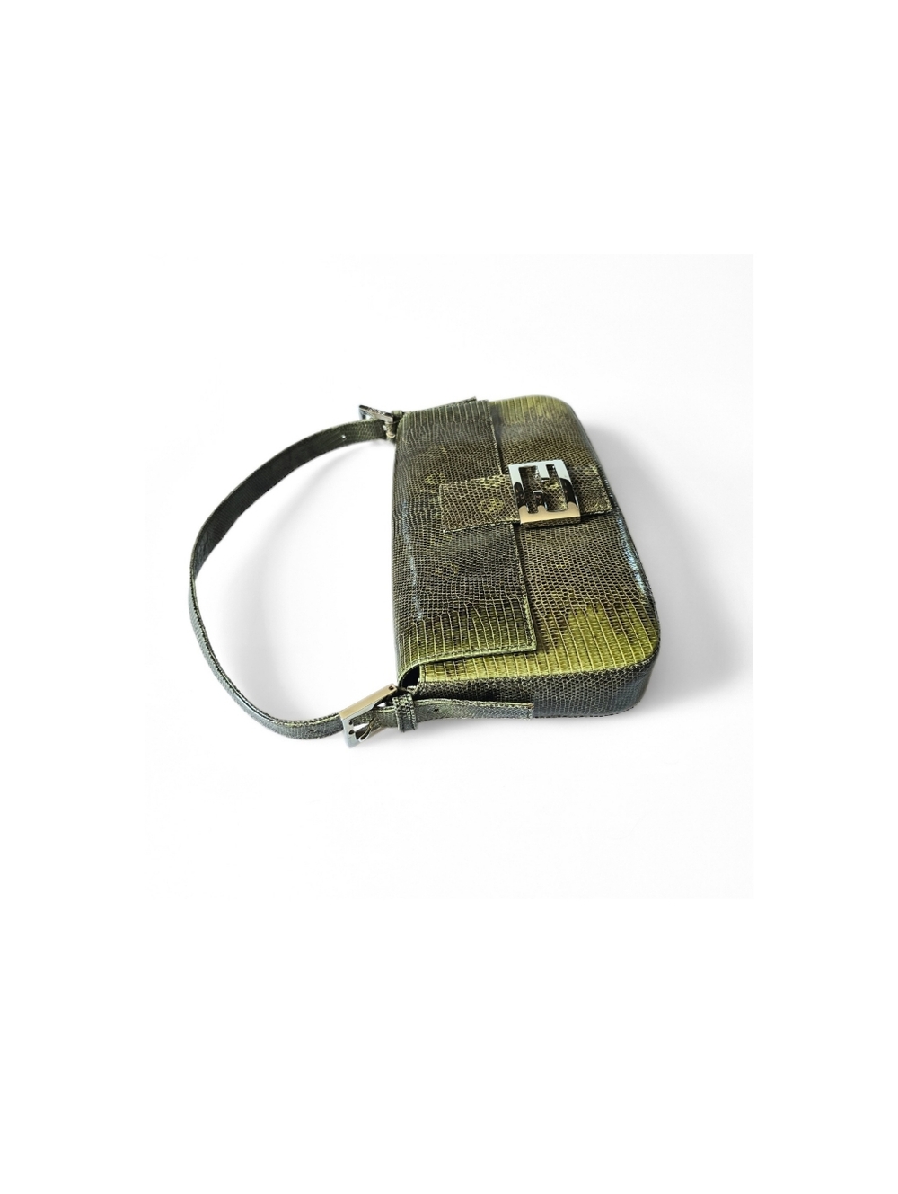 Fendi Baguette Vintage Full Exotic Lizard Leather Green - Picture 5 of 12